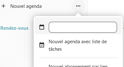 Capture d'écran du champ dans lequel il faut entrer le nom du nouvel agenda créé.