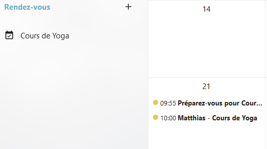 Capture d'écran du rdv confirmé dans l'agenda de Nextcloud.