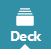 Icône du Deck, représentant des fichiers les uns derrièresles autres, avec Deck écrit en-dessous. Tout ça en blanc sur un fond bleu-vert.