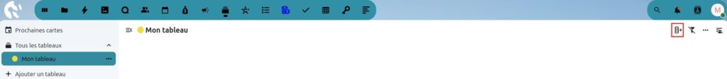 Capture d'écran du haut de la page du tableau, pour mettre en valeur le +, tout à droite de la page, en l'entourant d'un carré rouge.