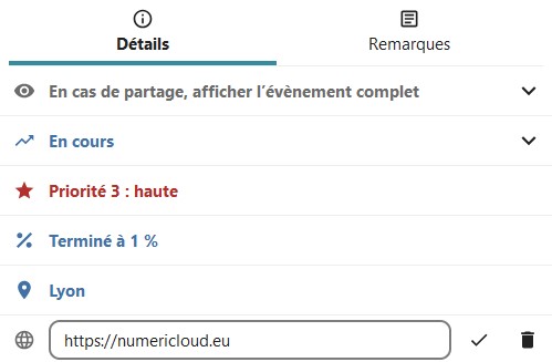 Capture d'écran de l'item "Définir une URL", on voit un champ dans lequel mettre l'URL, à droite une coche et à côté une corbeille.