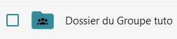 capture d'écran de l'icône du dossier de groupe, au centre duquel il y trois silhouettes noires. A côté son nom "Dossier du Groupe tuto".