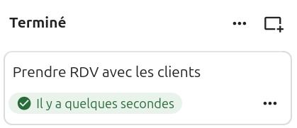 Capture d'écran d'une carte indiquée comme terminée. On voit sur la carte un badge qui indique depuis quand.